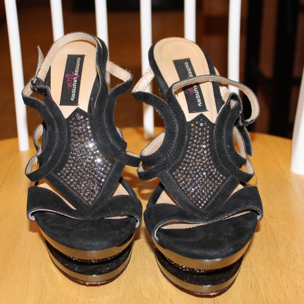 Black and silver Rhine stone high heels